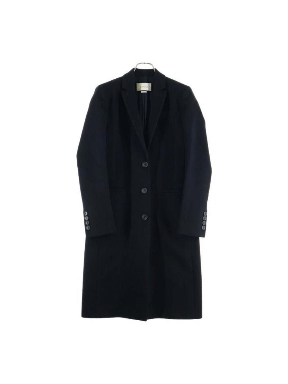 Gucci Chesterfield Long Coat Black Wool